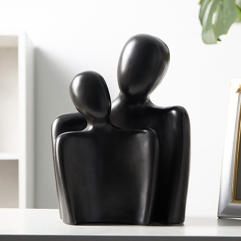 Sculpture minimaliste couple abstrait en résine blanche, décoration contemporaine Maison Gloow