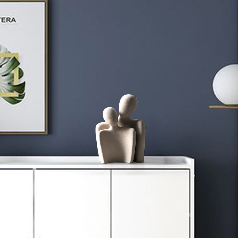 Sculpture minimaliste couple abstrait en résine blanche, décoration contemporaine Maison Gloow