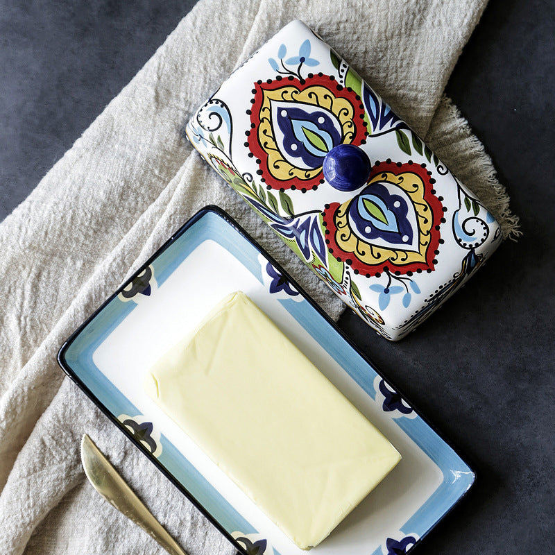 Beurrier en Céramique Motifs Floraux