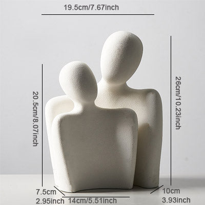 Sculpture minimaliste couple abstrait en résine blanche, décoration contemporaine Maison Gloow