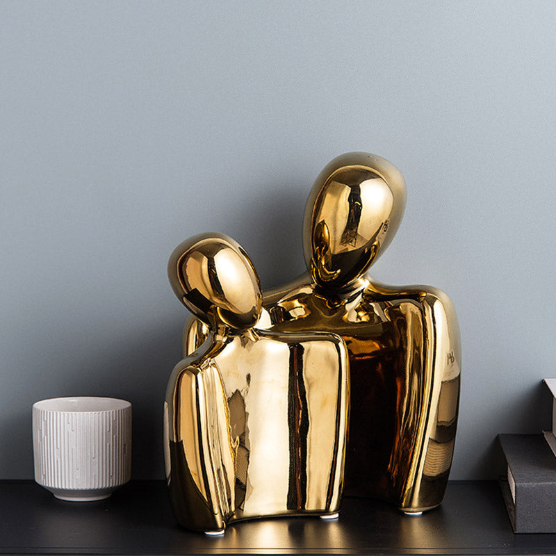 Sculpture minimaliste couple abstrait en résine blanche, décoration contemporaine Maison Gloow