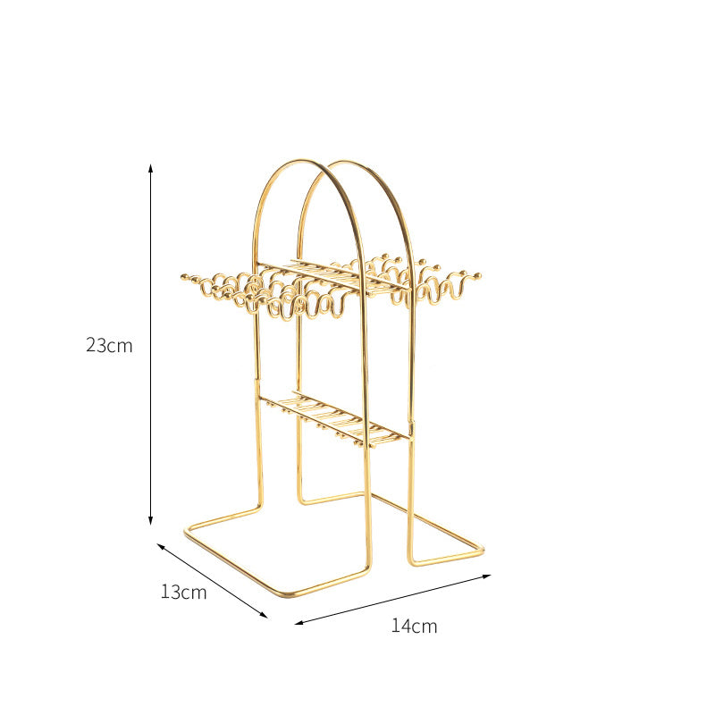 Support de couverts doré en acier, design élégant, dimensions 23cm x 14cm x 13cm, idéal pour ranger les couverts.