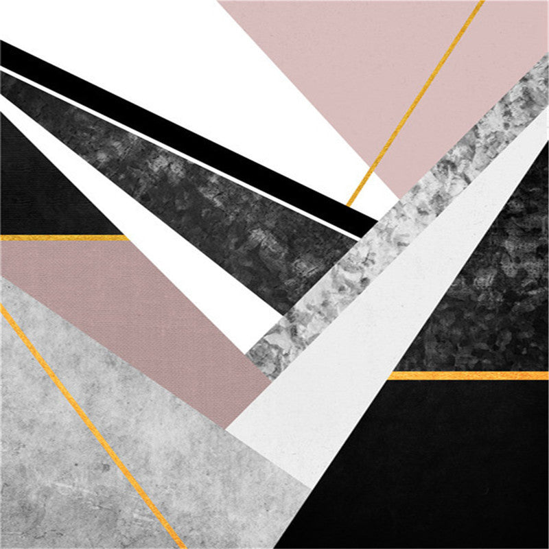 Tableau abstrait contemporain lignes dorées salon design