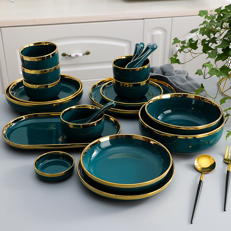 Service de Table en Céramique Vert Paon