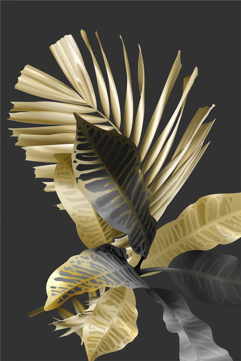 Tableau mural contemporain noir & or