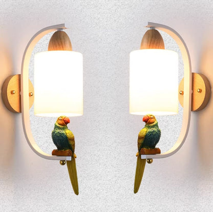 Lampe Murale en Bois et Résine avec Oiseau