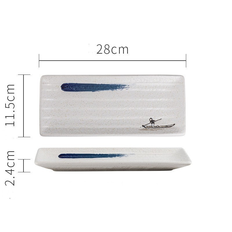 Assiette Plate Japonaise Rectangulaire en Céramique
