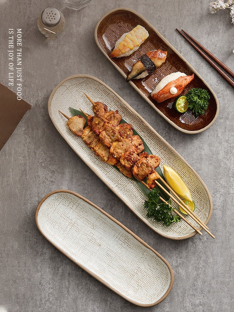 Plateau Rétro Rectangulaire en Céramique