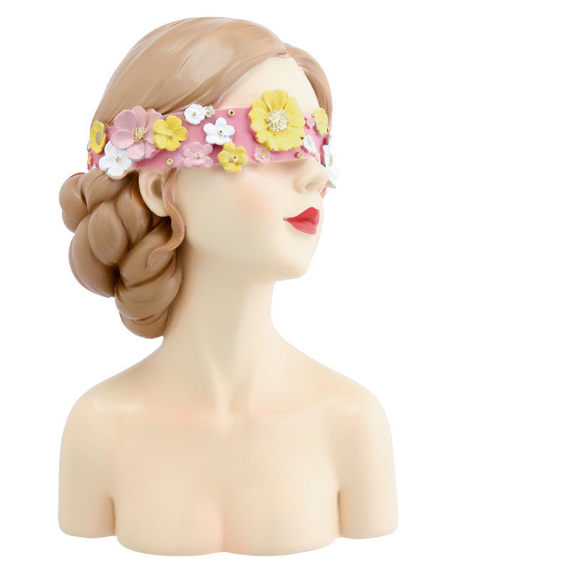 Buste féminin décoratif en résine rose, sculpture artistique moderne