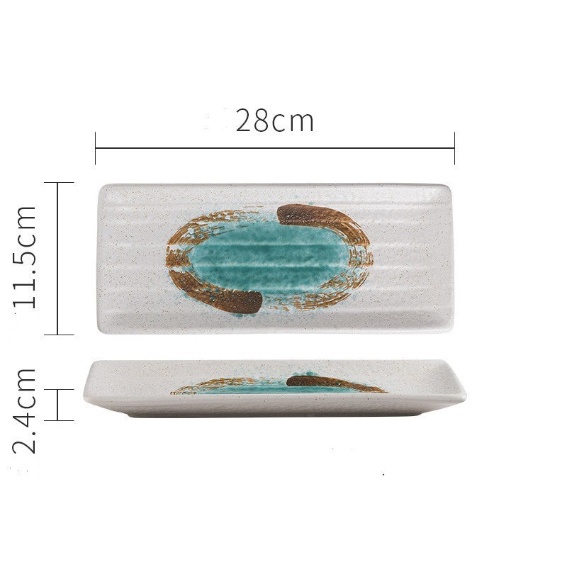 Assiette Plate Japonaise Rectangulaire en Céramique