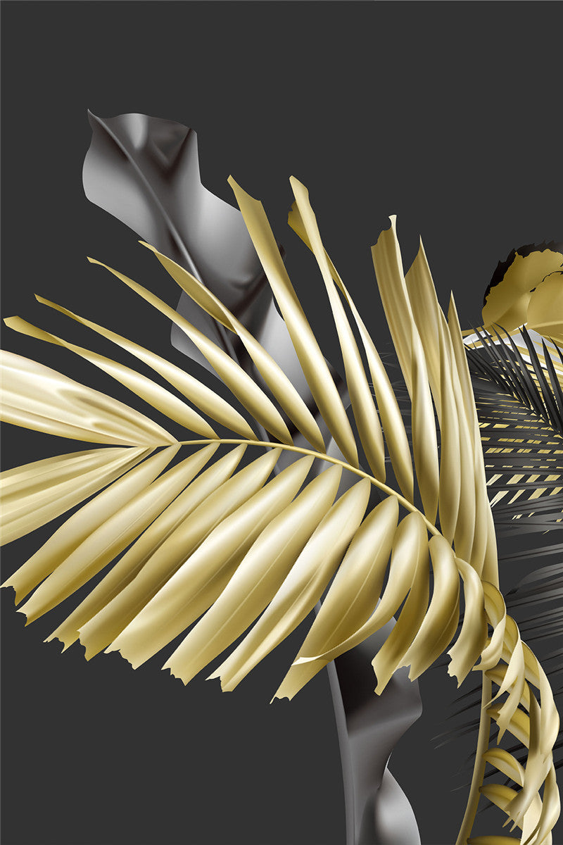 Tableau mural contemporain noir & or