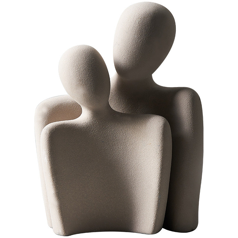Sculpture minimaliste couple abstrait en résine blanche, décoration contemporaine Maison Gloow