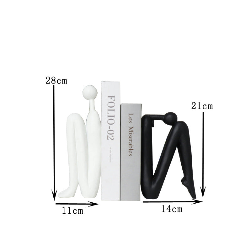 Sculpture abstraite moderne en résine noire et blanche, objet décoratif design Maison Gloow