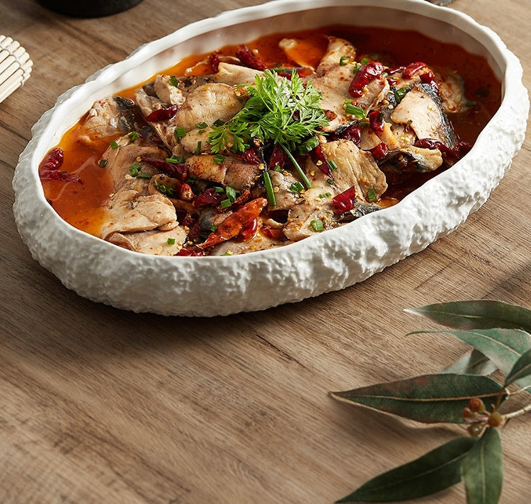 Assiette Creuse en Céramique Imitation Roche