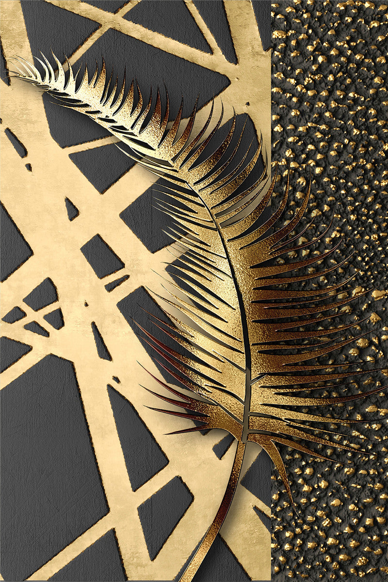 Tableau mural contemporain noir & or