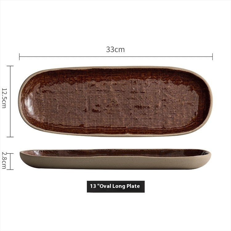 Plateau Rétro Rectangulaire en Céramique