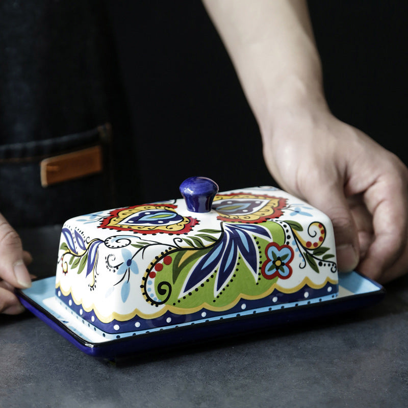 Beurrier en Céramique Motifs Floraux