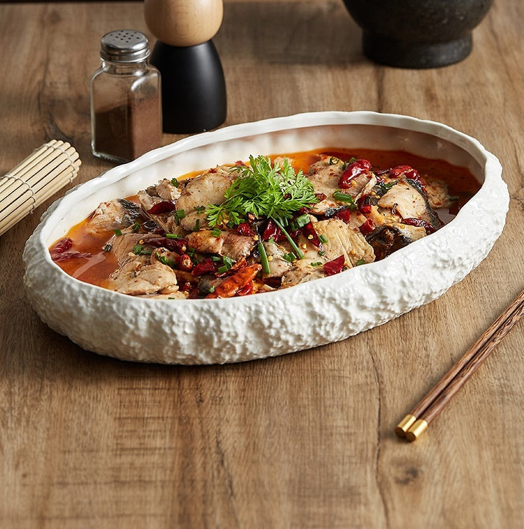 Assiette Creuse en Céramique Imitation Roche