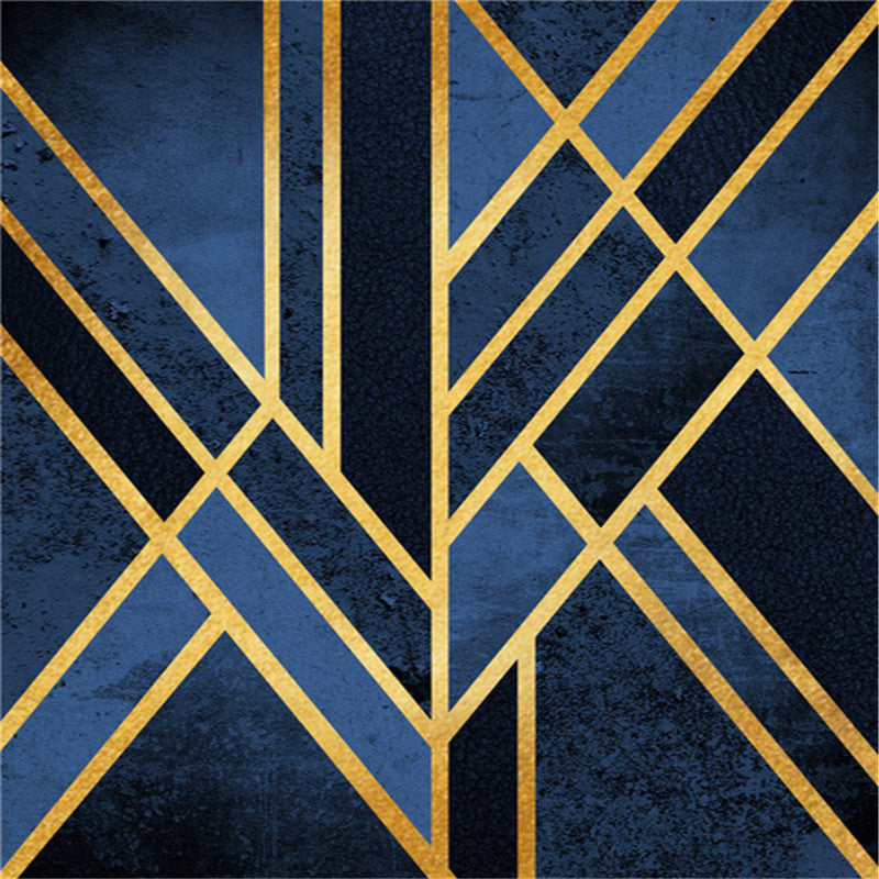 Tableau abstrait contemporain lignes dorées salon design