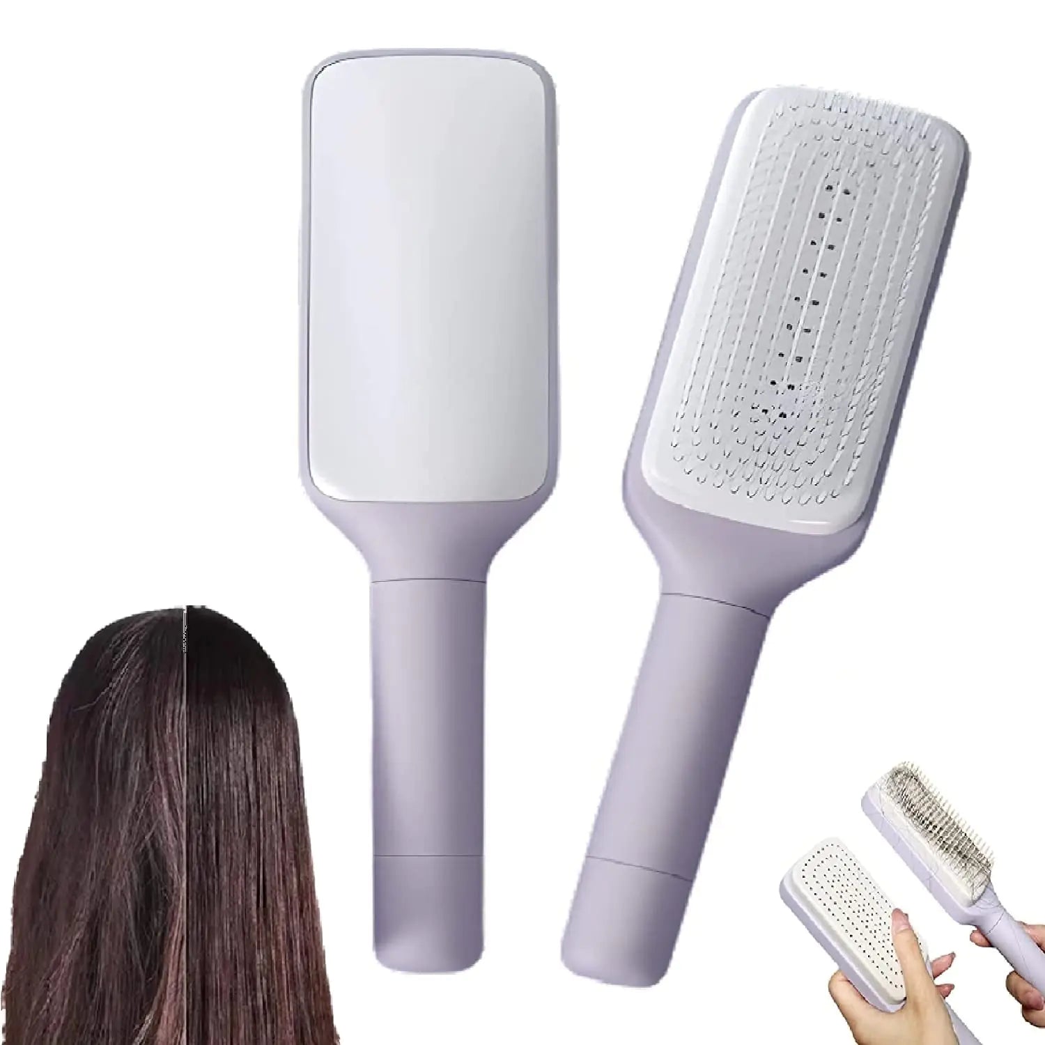 Brosse à cheveux antistatique autonettoyante