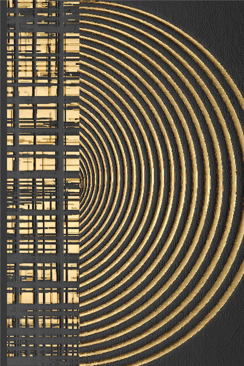 Tableau mural contemporain noir & or