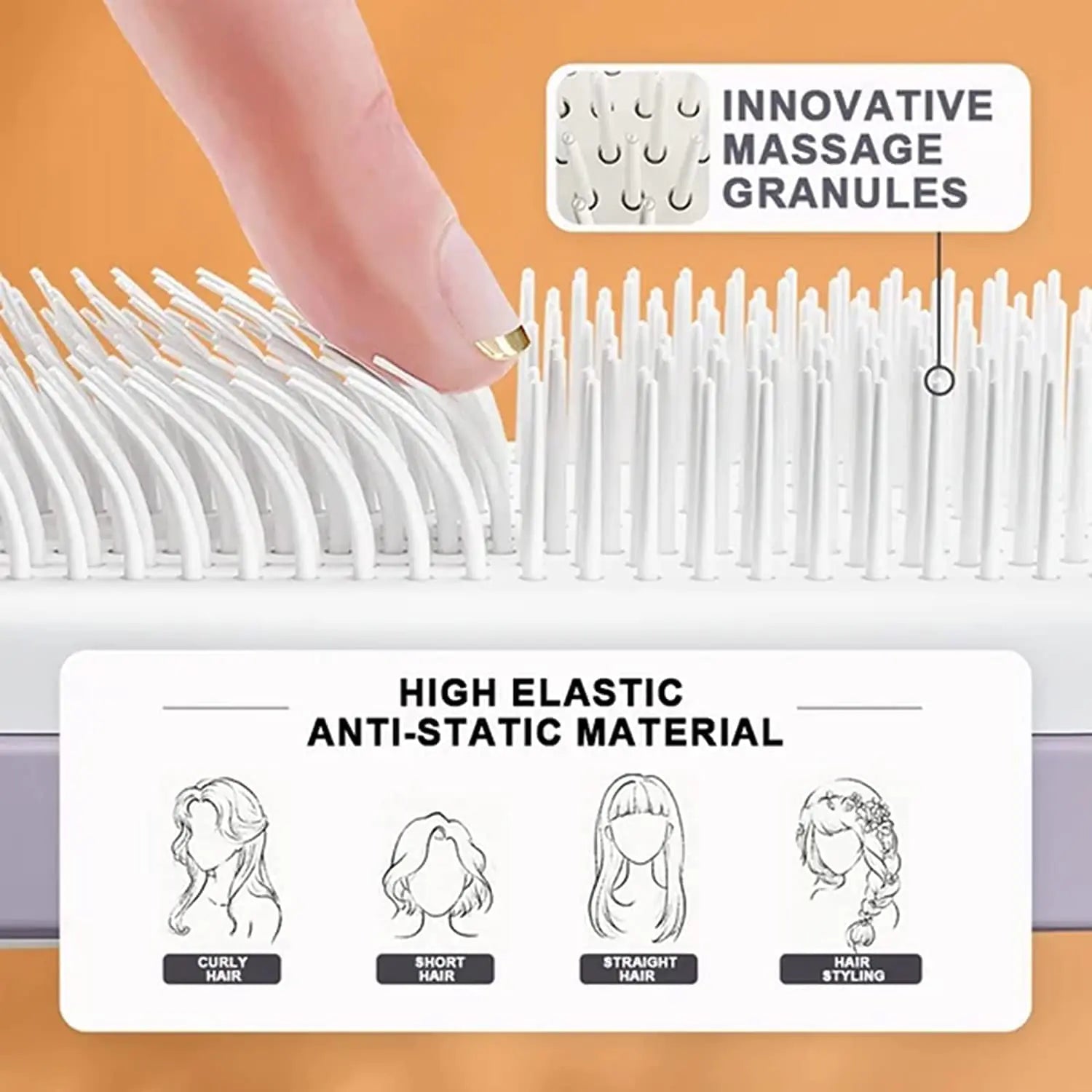 Brosse à cheveux antistatique autonettoyante