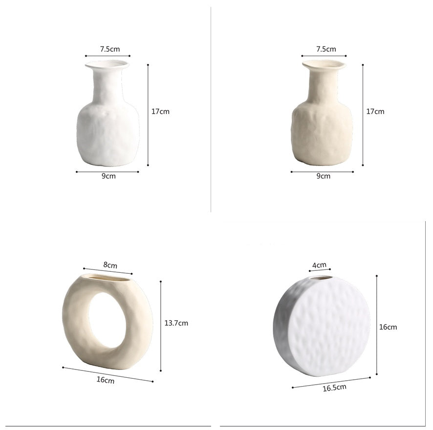 Vase blanc sculptural en poterie émaillée, style européen minimaliste