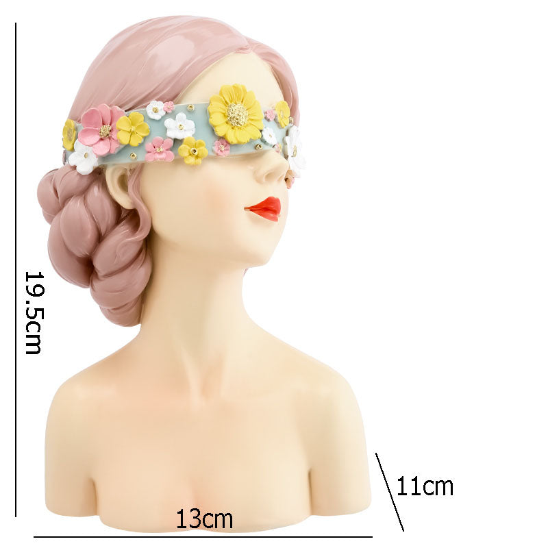 Buste féminin décoratif en résine rose, sculpture artistique moderne