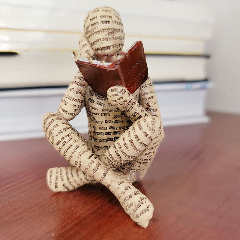 Sculpture décorative femme lisant un livre, objet déco artistique en résine