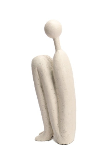 Sculpture abstraite moderne en résine noire et blanche, objet décoratif design Maison Gloow