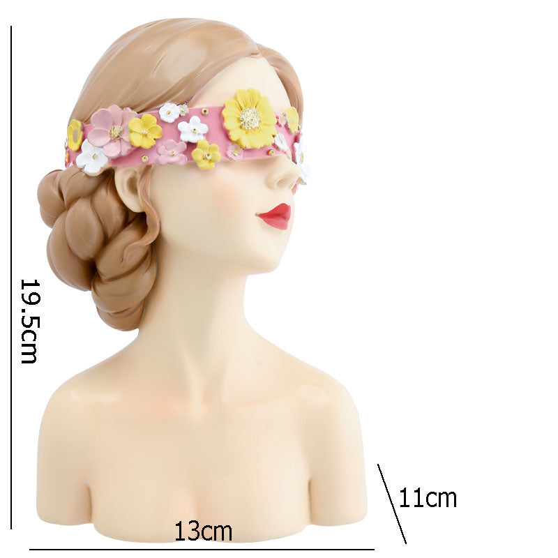 Buste féminin décoratif en résine rose, sculpture artistique moderne