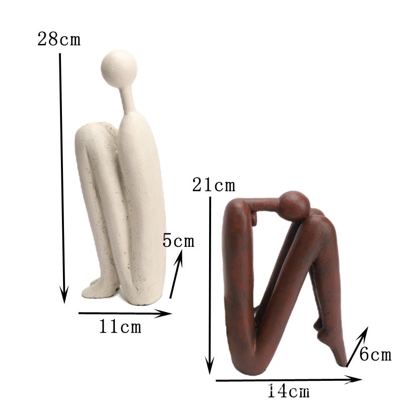 Sculpture abstraite moderne en résine noire et blanche, objet décoratif design Maison Gloow