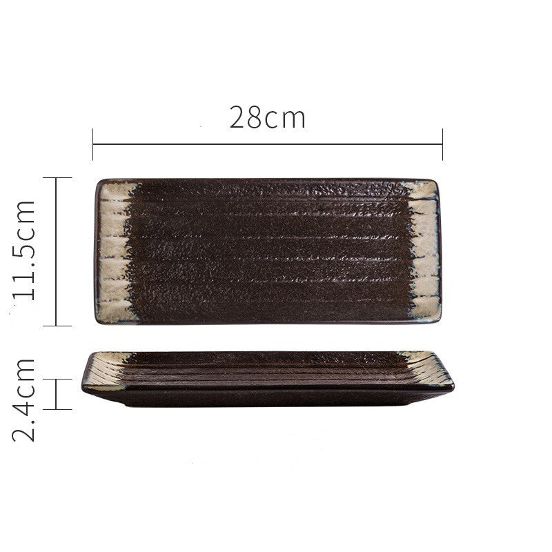 Assiette Plate Japonaise Rectangulaire en Céramique