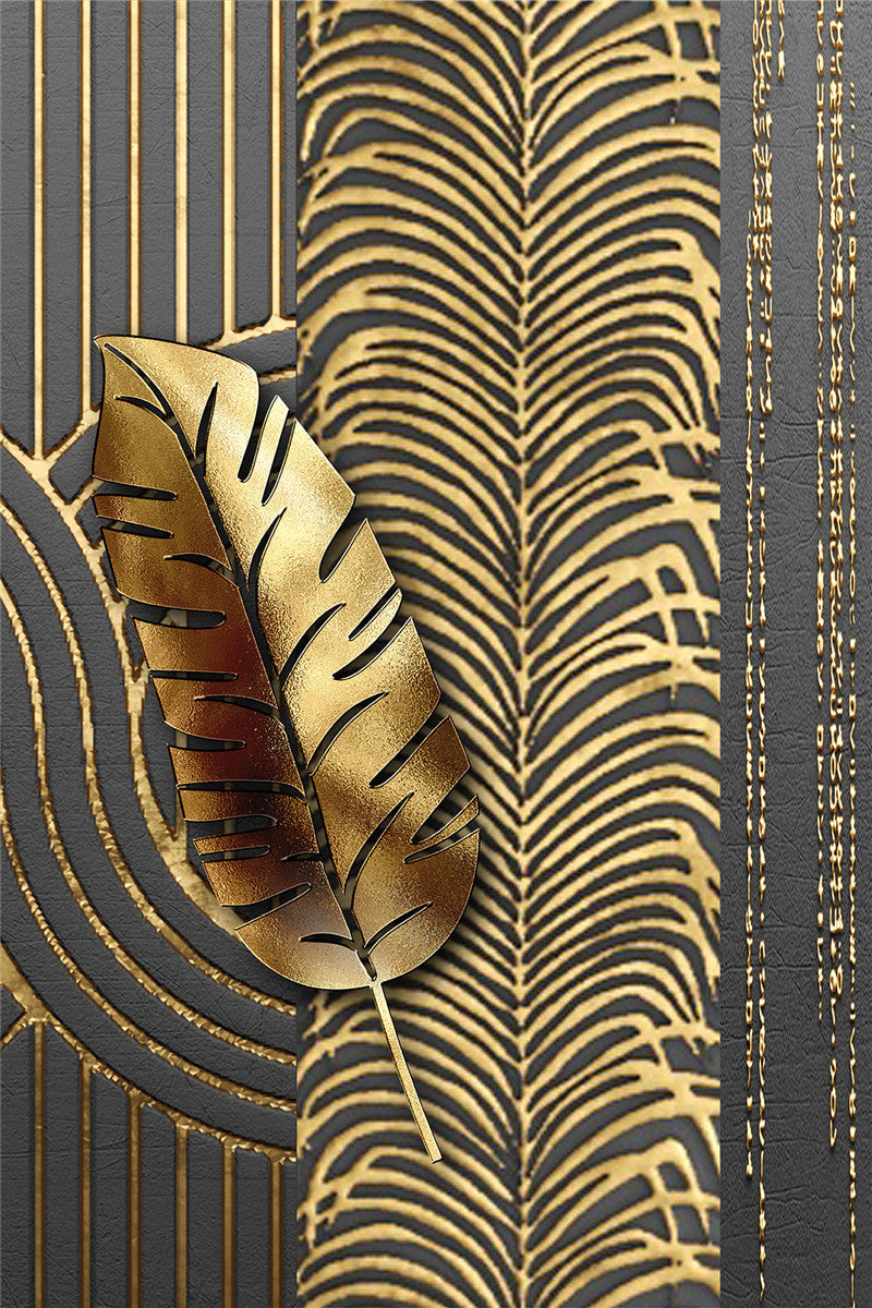 Tableau mural contemporain noir & or