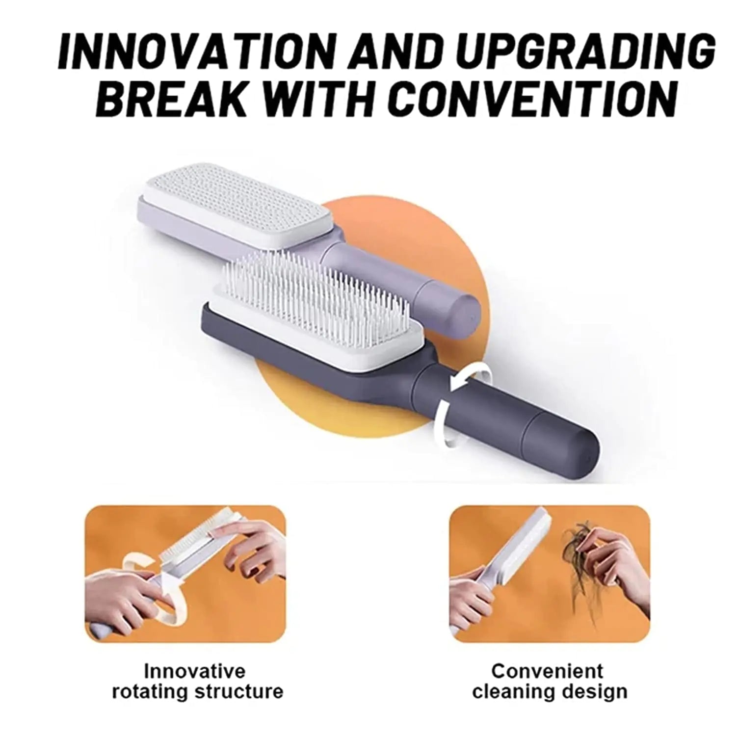 Brosse à cheveux antistatique autonettoyante